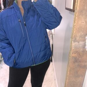 Lands End PrimaLoft size large blue puffer jacket